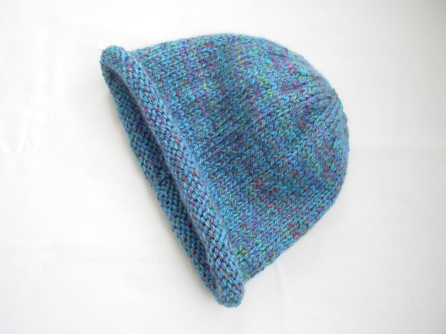 Knitted Beanie Hat for Adults Peacock Blue