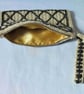 Crocheted clutch - cream and olive green with gold lining. - Image 1