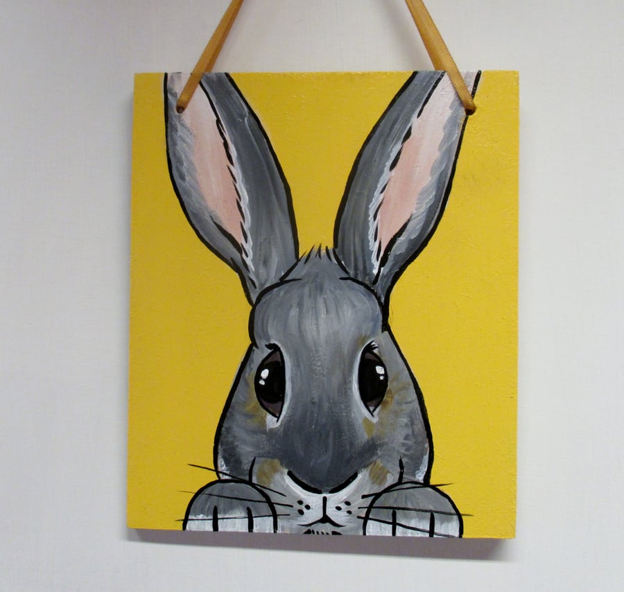 Giant Bunny Rabbit Original Painting Picture Art Hanging Decoration