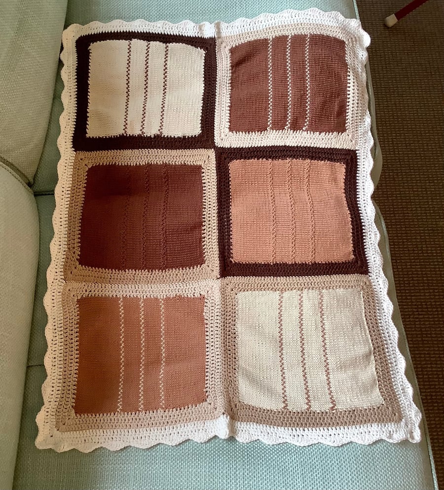 Hand knitted and Crocheted Baby Blanket