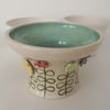 Ceramic hand thrown crackle bowl with spring flowers