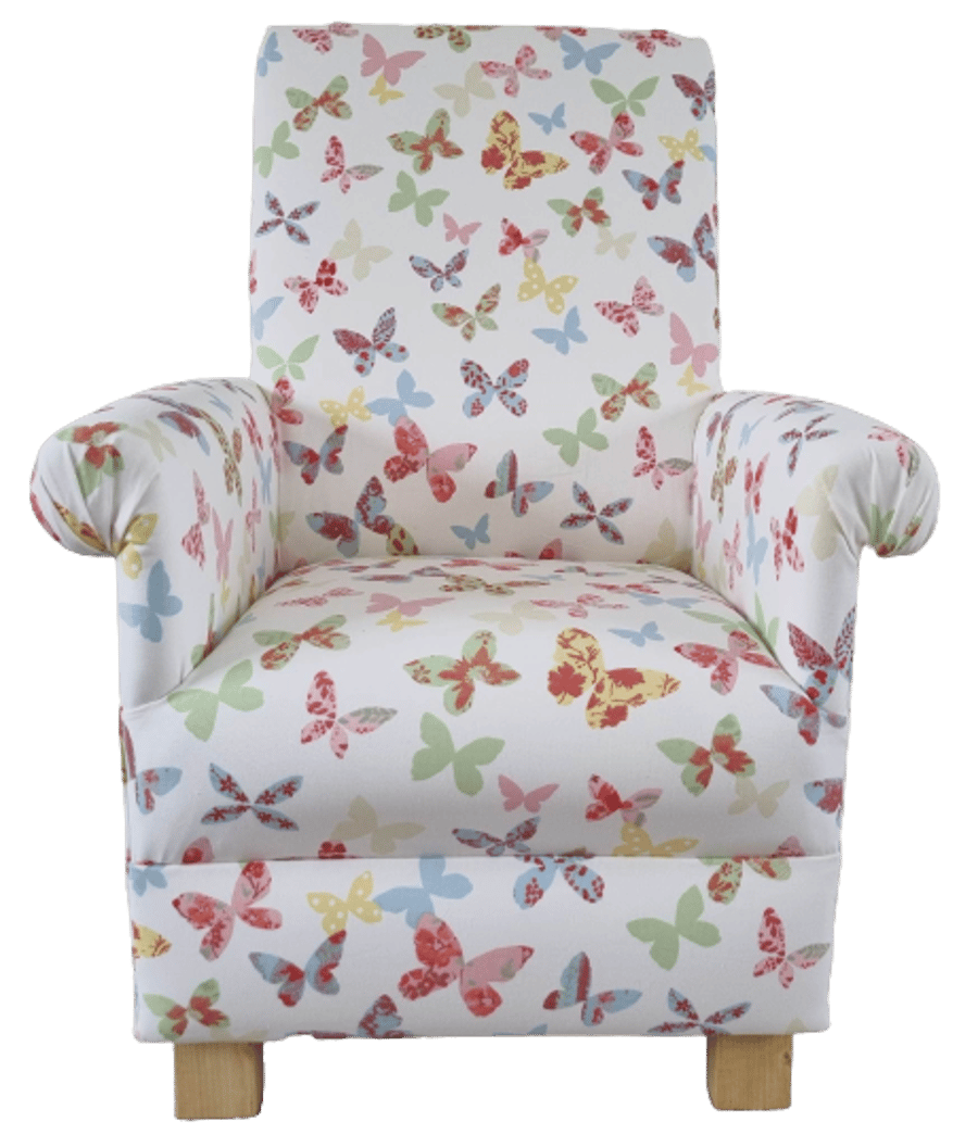 Prestigious Butterflies Fabric Adult Armchair Chair Butterfly Pink Nursery Blue