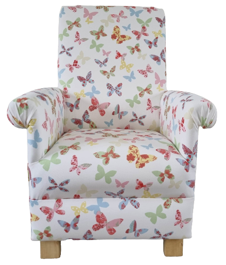 Prestigious Butterflies Fabric Adult Armchair Chair Butterfly Pink Nursery Blue