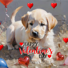 Labrador Puppy Happy Valentine's Day Card 