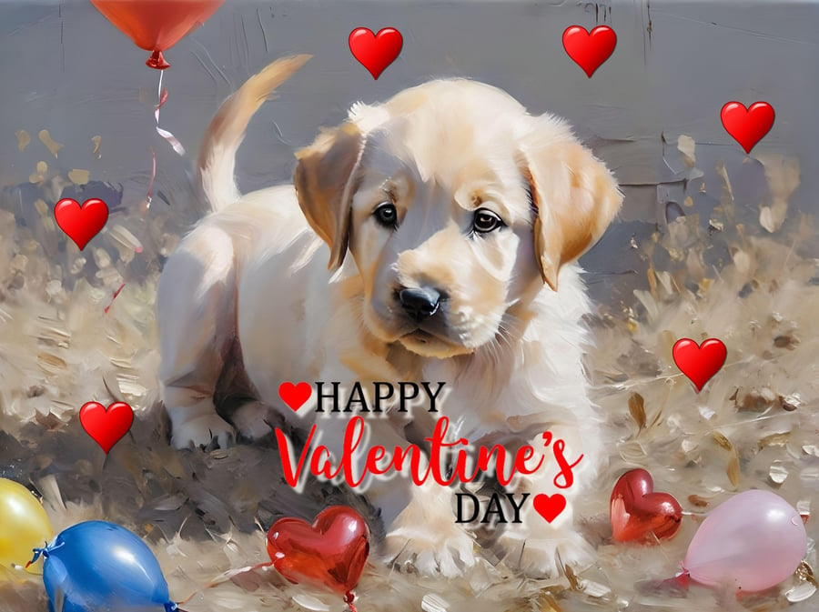 Labrador Puppy Happy Valentine's Day Card 