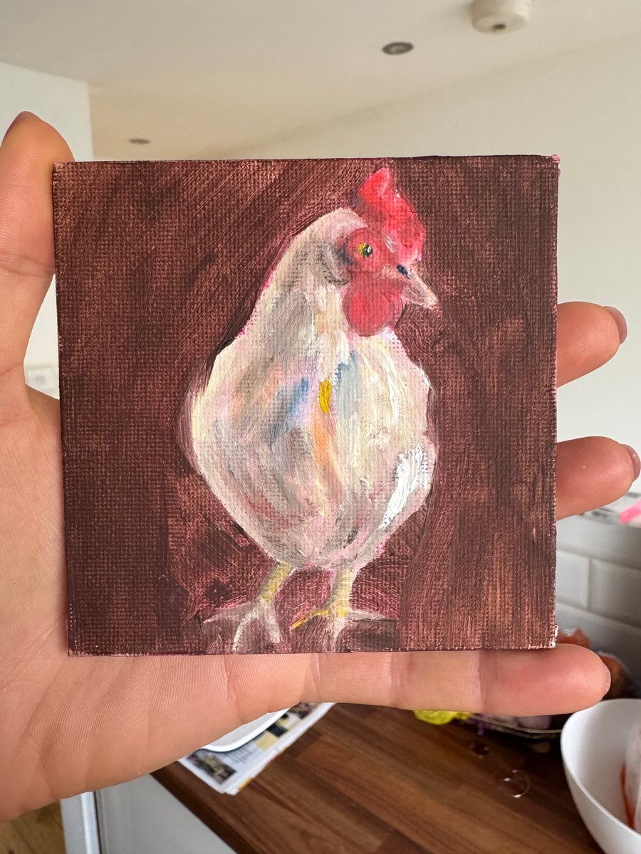 Chicken on Brown - 2025 oil painting 