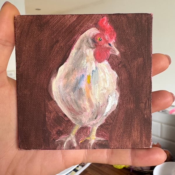 Chicken on Brown - 2025 oil painting 