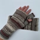 Hand knitted ladies fingerless gloves wrist warmers