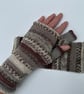 Hand knitted ladies fingerless gloves wrist warmers - Image 1