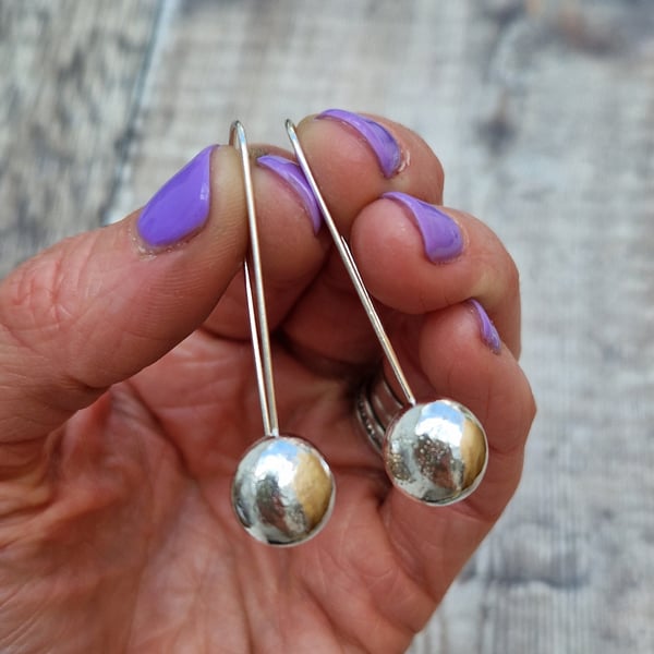 Sterling Silver Long Pebble Earrings, Drop Earrings, Silver Earrings