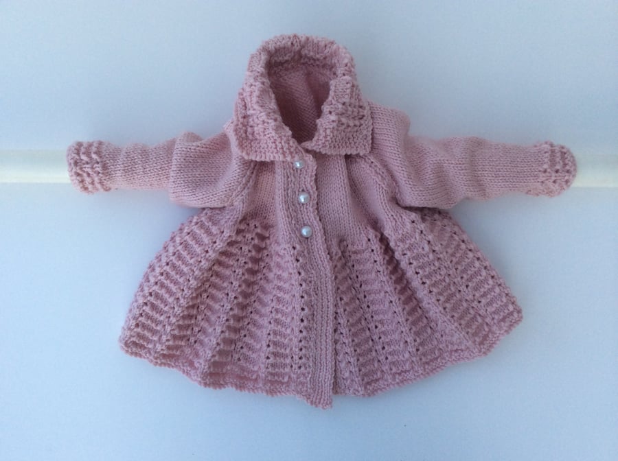 Hand knitted matinee coat in Acrylic or merino wool