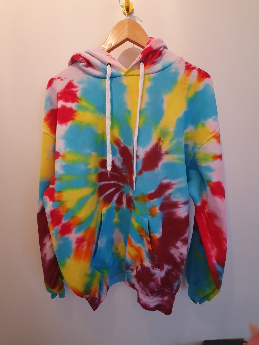 Tie Dye Colour Burst Hoodie, Hooded Sweatshirt, Hand-Dyed Top, Festival