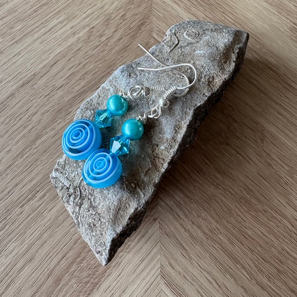 Fun blue dangle and drop earrings