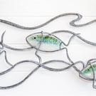 Under the Sea fish wall panel, beautifully hand crafted glass a galvanised steel