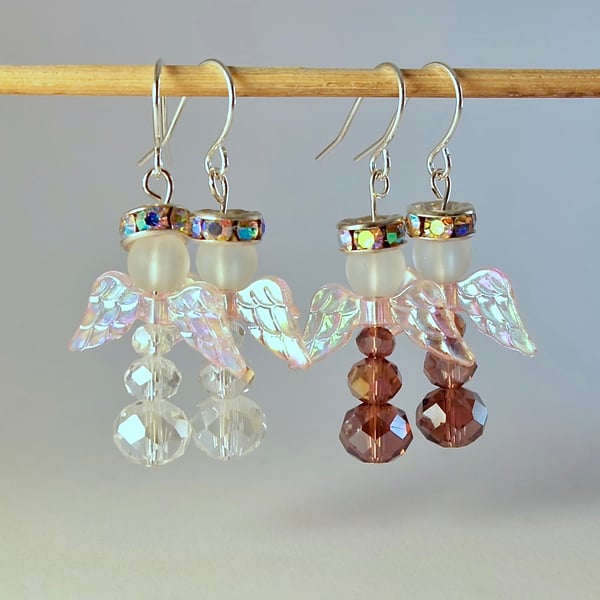 Christmas Angel Earrings 2 Pack, Silver Wire, Stocking Filler, Secret Santa Gift