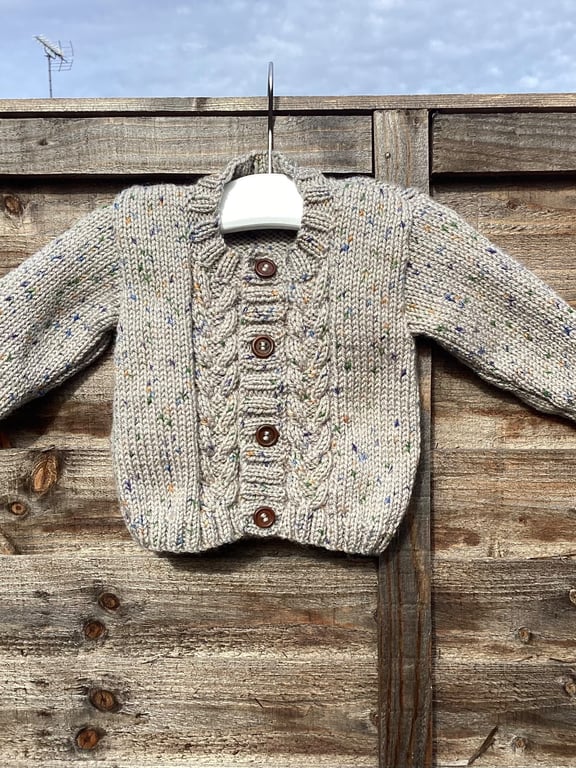 Baby boy's cardigan hand knitted 3-6 months 
