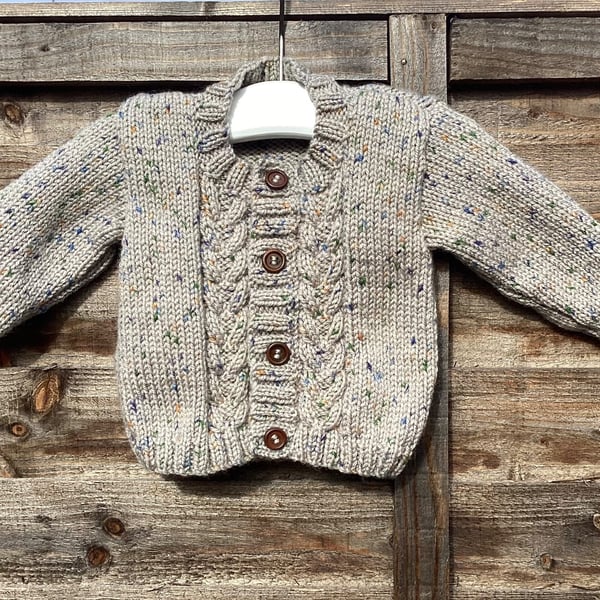 Baby boy's cardigan hand knitted 3-6 months 