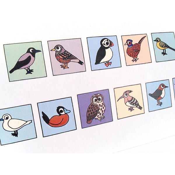 Cryptic Birds Birthday Card - cute European birds spell happy birthday. CT-YBB