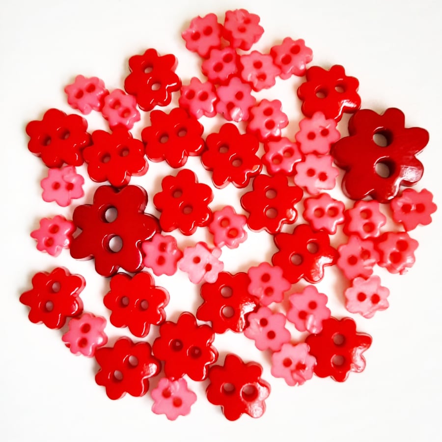 Miniature Red Flower Buttons