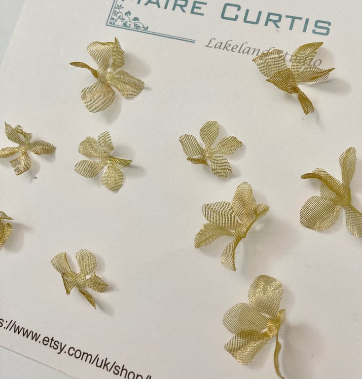 Metallic Silk Organza Gold or Silver Apple Blossom Flowers