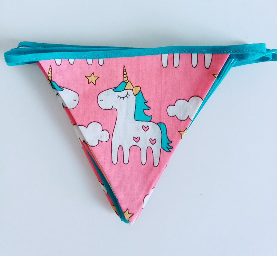 Bunting, Unicorn bunting, girls bedroom,  pink, lemon, Blue, 9 X flags