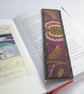 Textile bookmark - botanical jacquard curtain, wool and velvet fabrics, plum