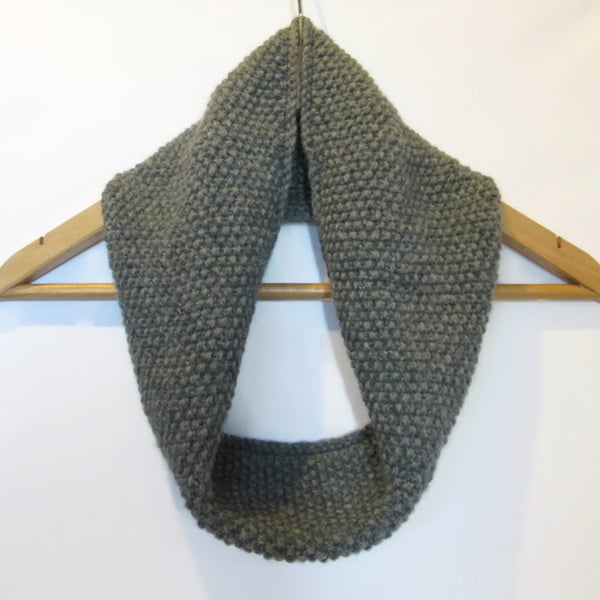 Cowl Infinity Scarf in Grey Alpaca Wool