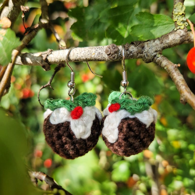 Christmas pudding earrings, Christmas earrings, Christmas jewellery