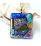 Dichroic Glass S005 Supersize Patchwork Pendant with Gold plated chain - Image 5