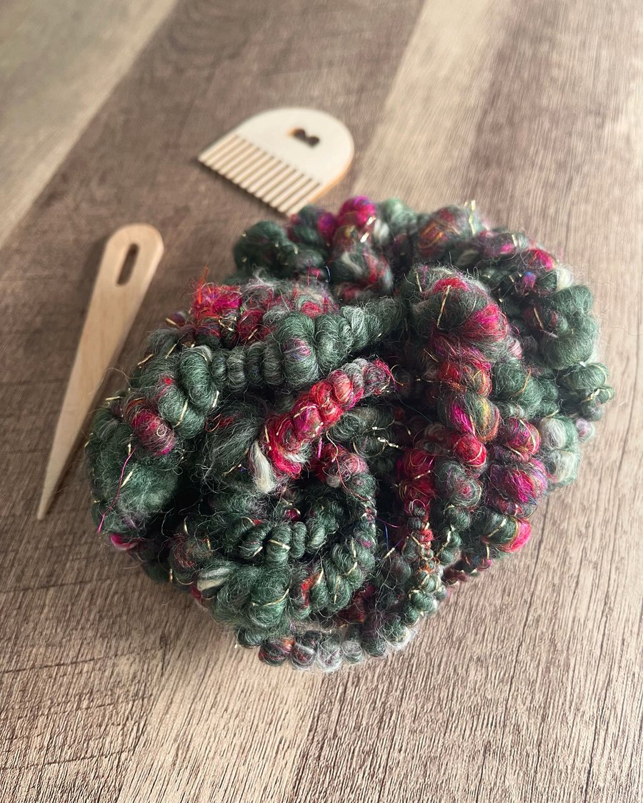 Art Yarn Super Coils Forest Green Corriedale and Polwarth