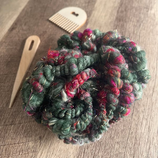 Art Yarn Super Coils Forest Green Corriedale and Polwarth