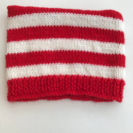 Hand knitted striped sparkly baby hat