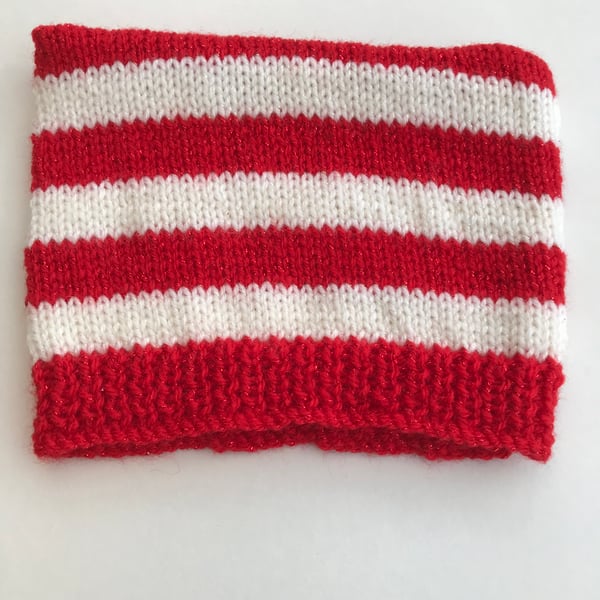 Hand knitted striped sparkly baby hat