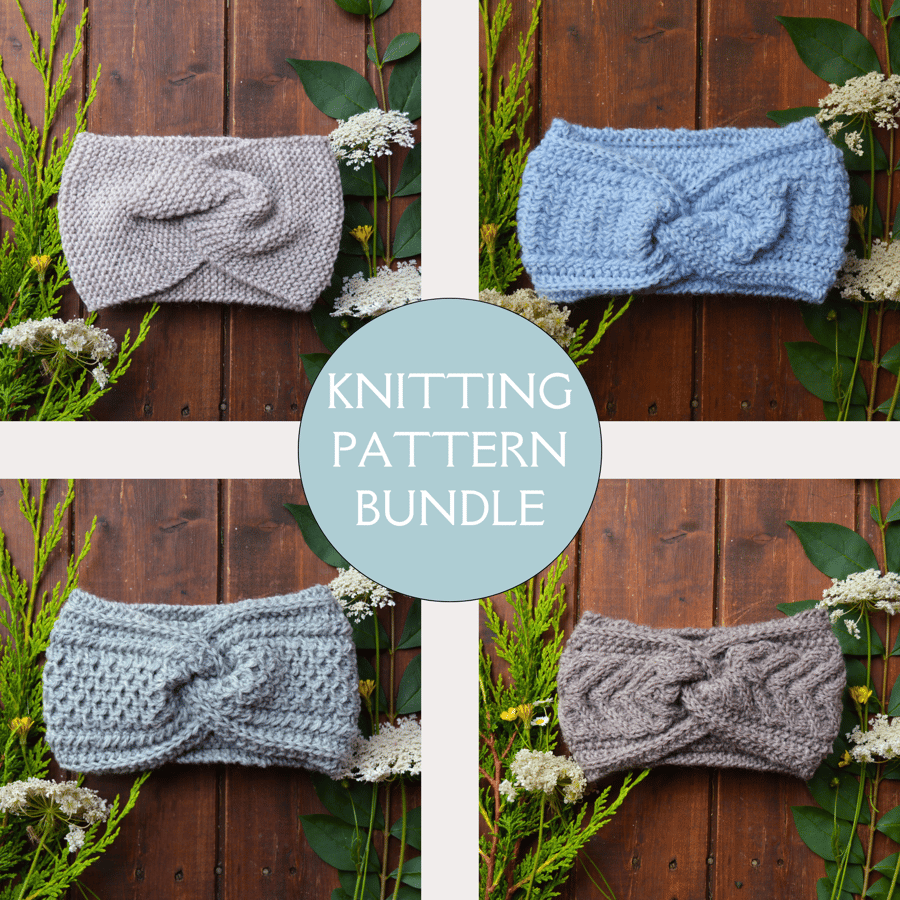 Headband Knitting Pattern Bundle 2 PDF Print & Knit Yourself