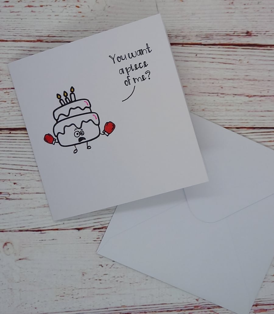 Boxing Birthday Cake, Want a Piece of Me?! Fun Cartoon Birthday Card