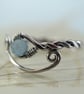 Aquamarine Silver Ring Adjustable Sterling Twist Milky Gemstone Bead - Image 5