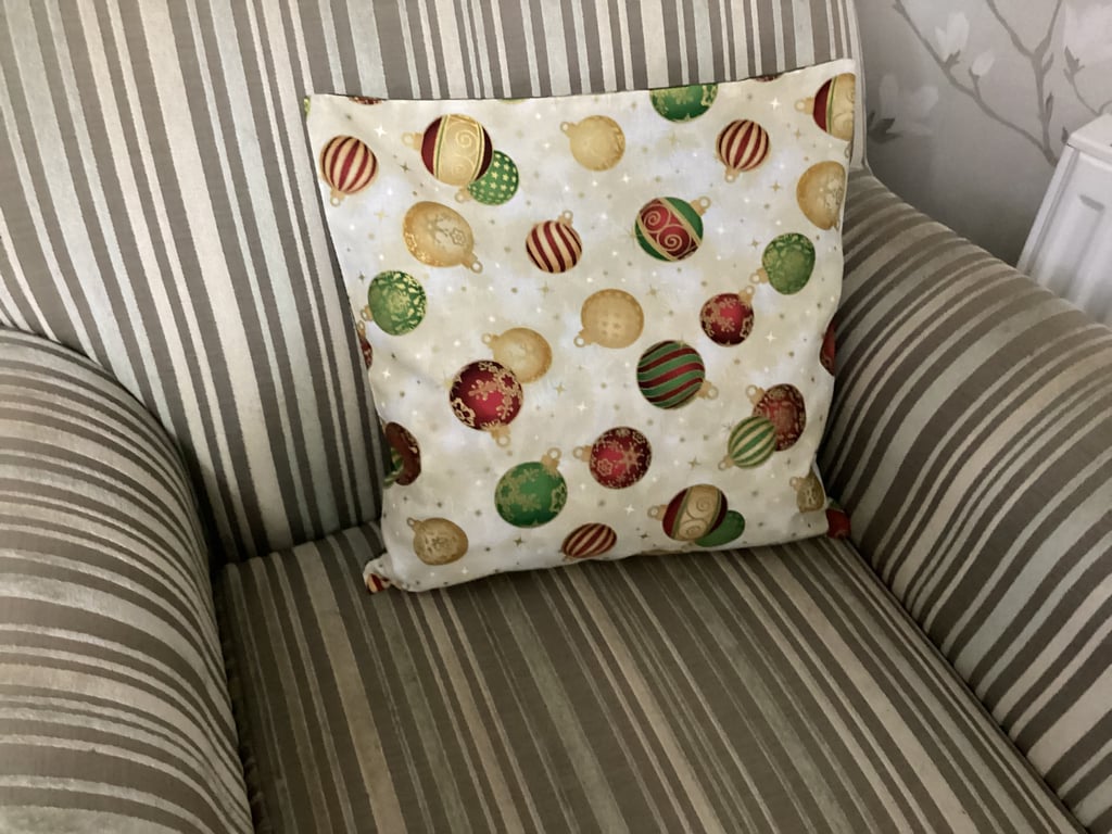 Christmas cushion cover, Christmas baubles, 