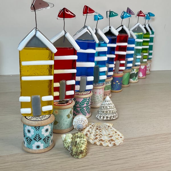 Colourful fused glass beach hut