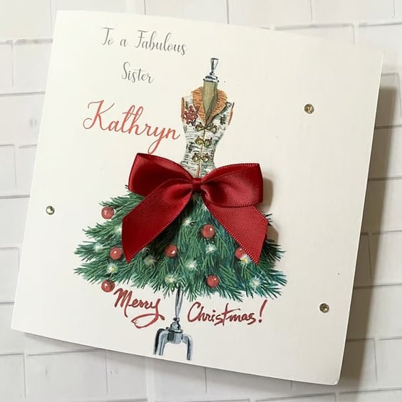 Personalised Womans Christmas Card For Her Merry Christmas Sister Best Friend 