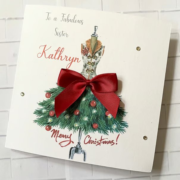 Personalised Womans Christmas Card For Her Merry Christmas Sister Best Friend 