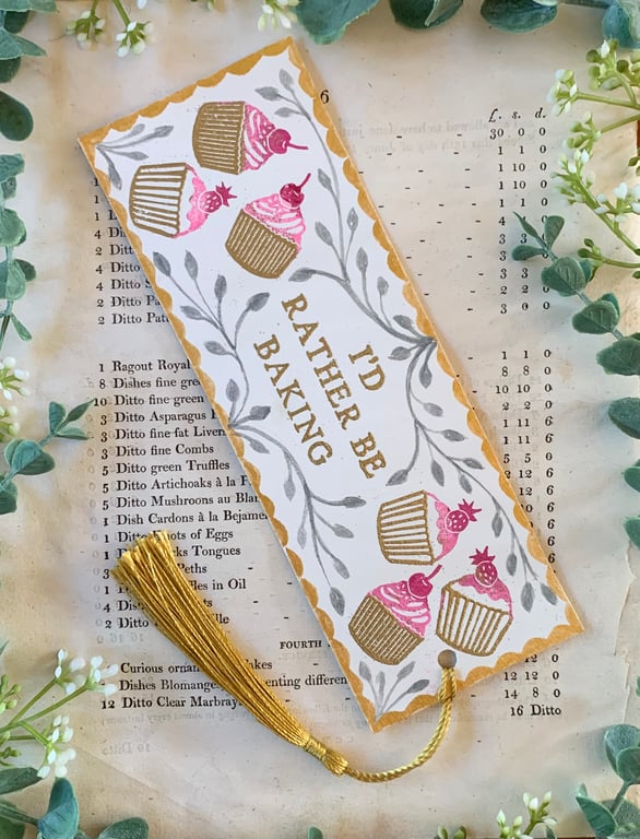 I'd Rather Be Baking Handmade Bookmark