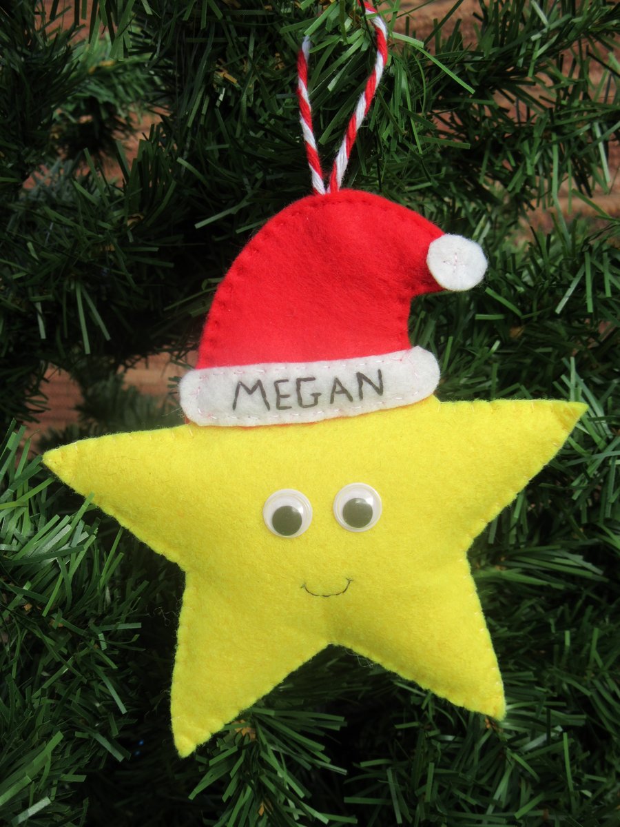 star decoration, personalised gift, baby's first Christmas, Christmas tree 