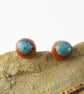Blue Green Ceramic Stud Earrings - Image 2