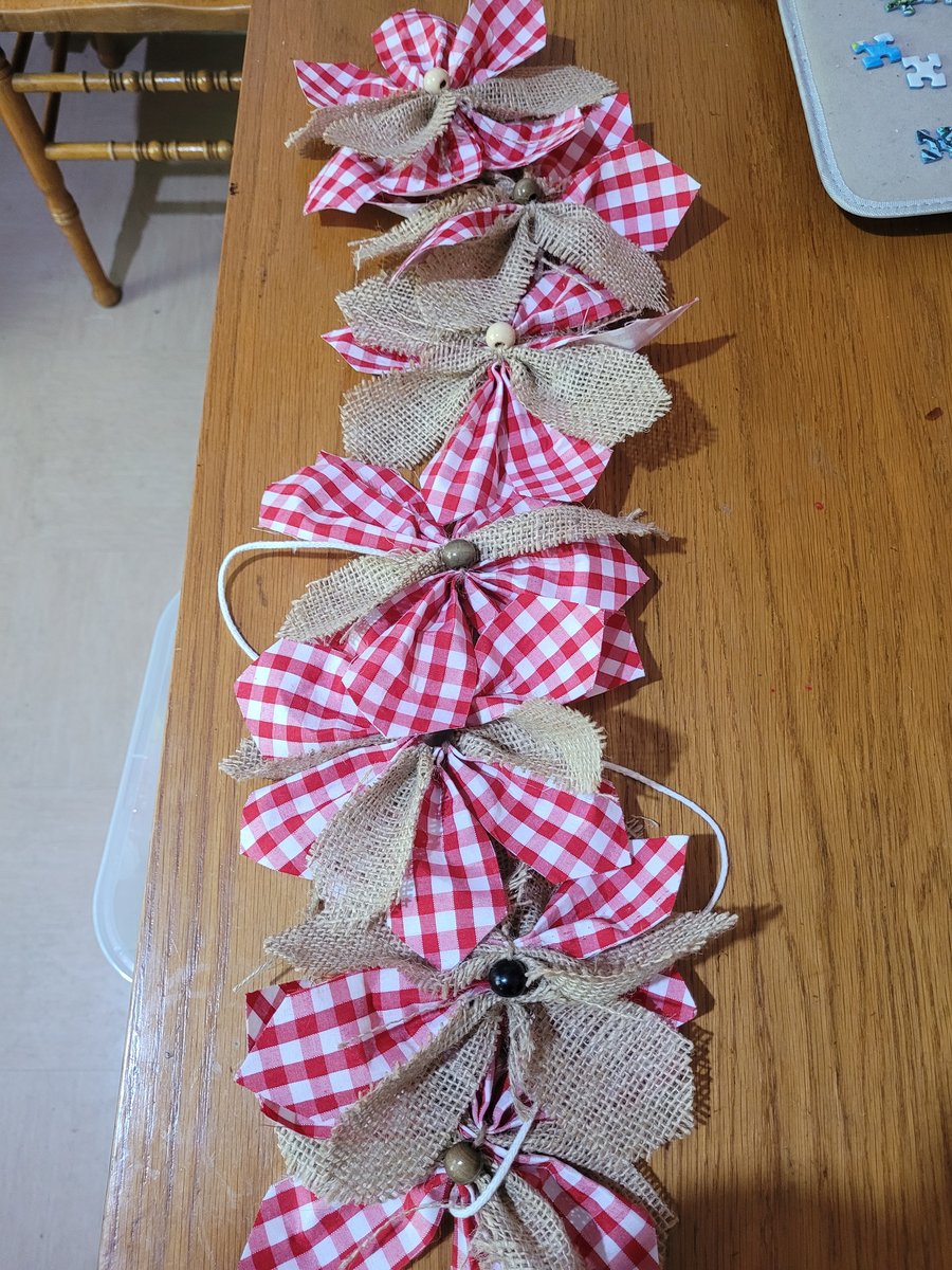 Hessian and red gingham bunting garland