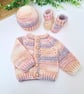 Newborn Crochet Baby Gift Set - Cardigan, Hat & Booties - Peach Pie 