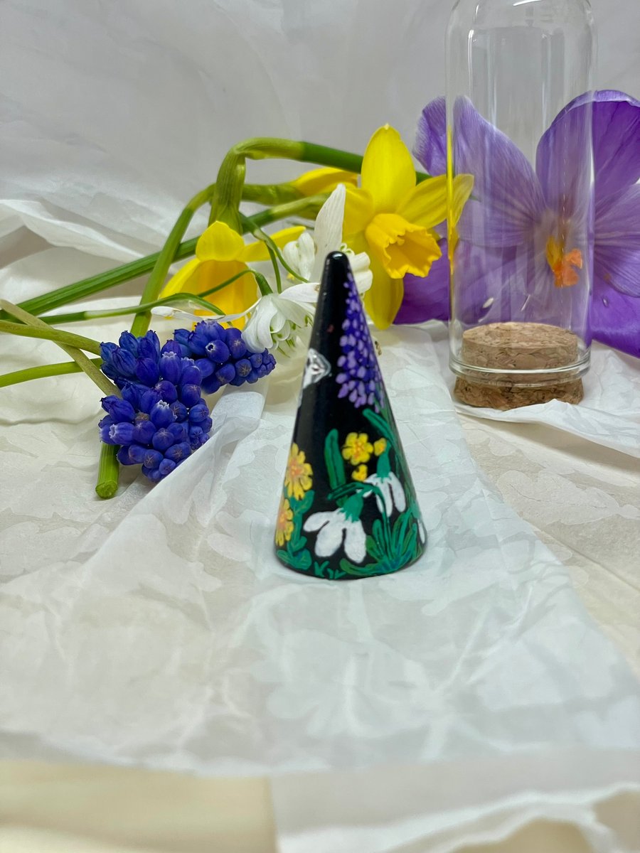 Hand Painted Spring Flowers and Butterfly Ornament