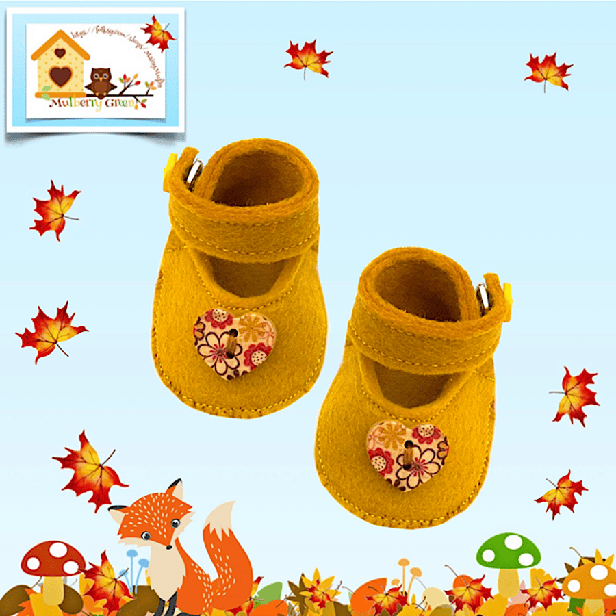 Mustard Shoes with Hearts