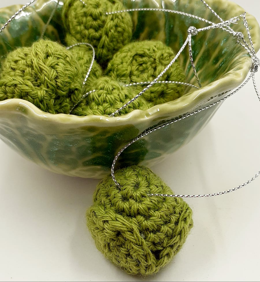 Six Crochet Sprout Decorations - Folksy