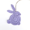 Crochet Bunny Hanging Decoration - Easter Decoration - Purple