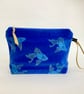 Royal Blue Koi Fish Velvet Makeup Bag - Image 2